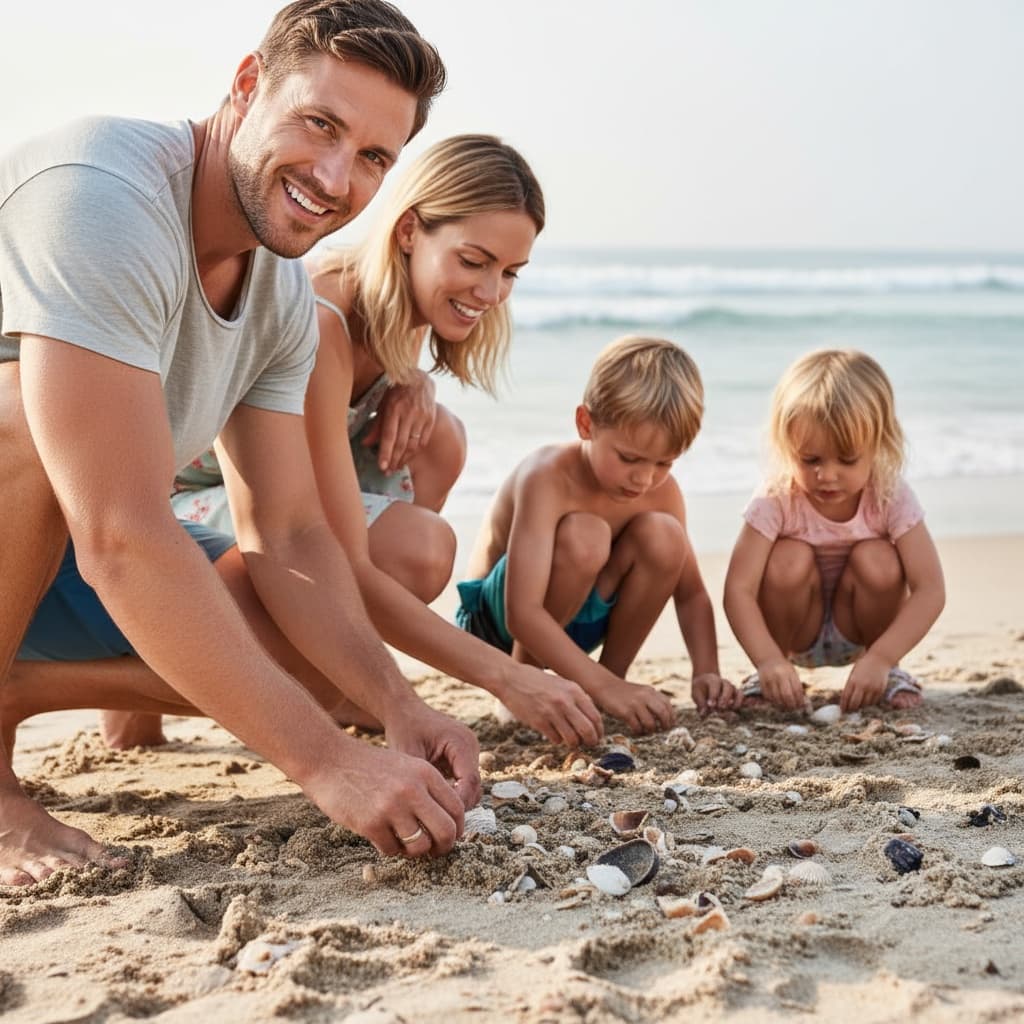 athletic white man collecting shells activity 63388409
