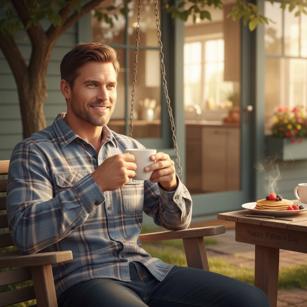 athletic white man dad relaxing with coffee 28594178