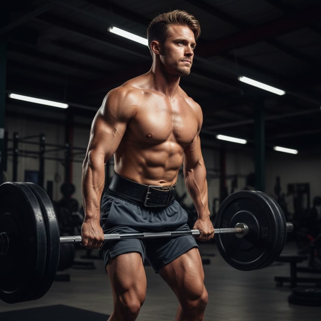 athletic white man deadlift power pose 38862434