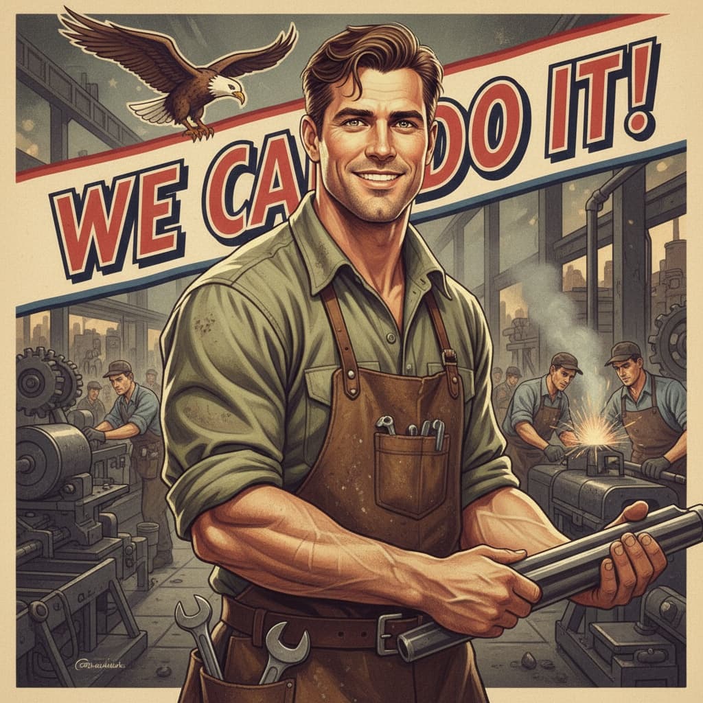 athletic white man factory worker portrait 92440131