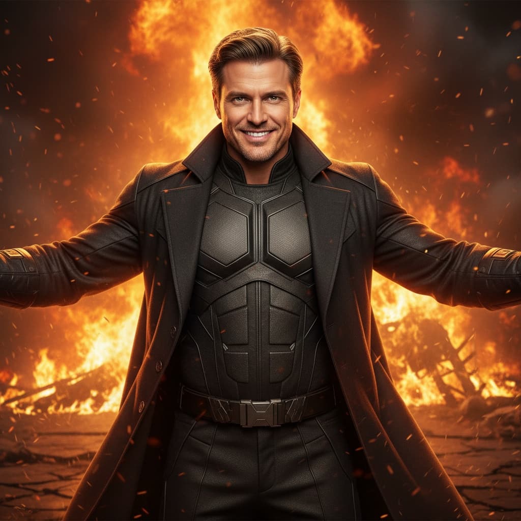 athletic white man fire backdrop chaos 25352404