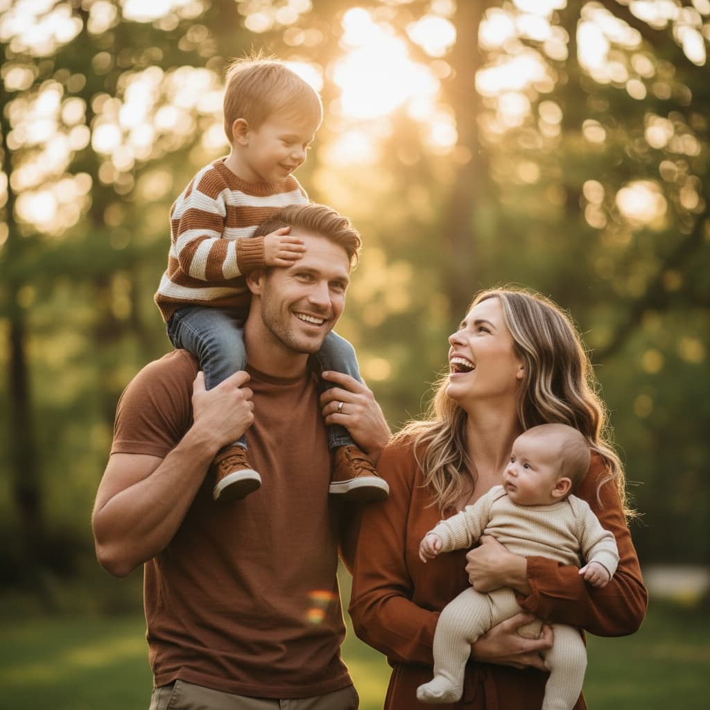 athletic white man golden hour outdoor family 86562631