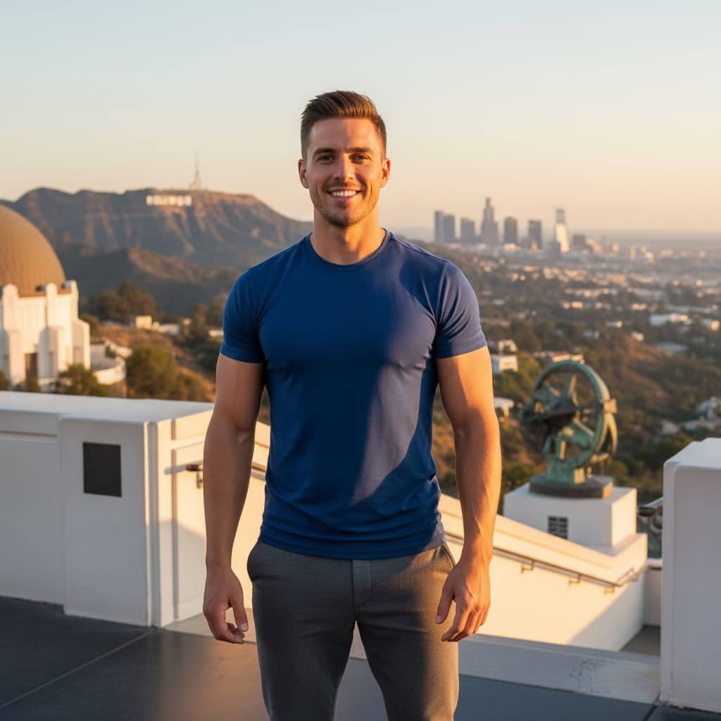 athletic white man griffith observatory vista 66149954