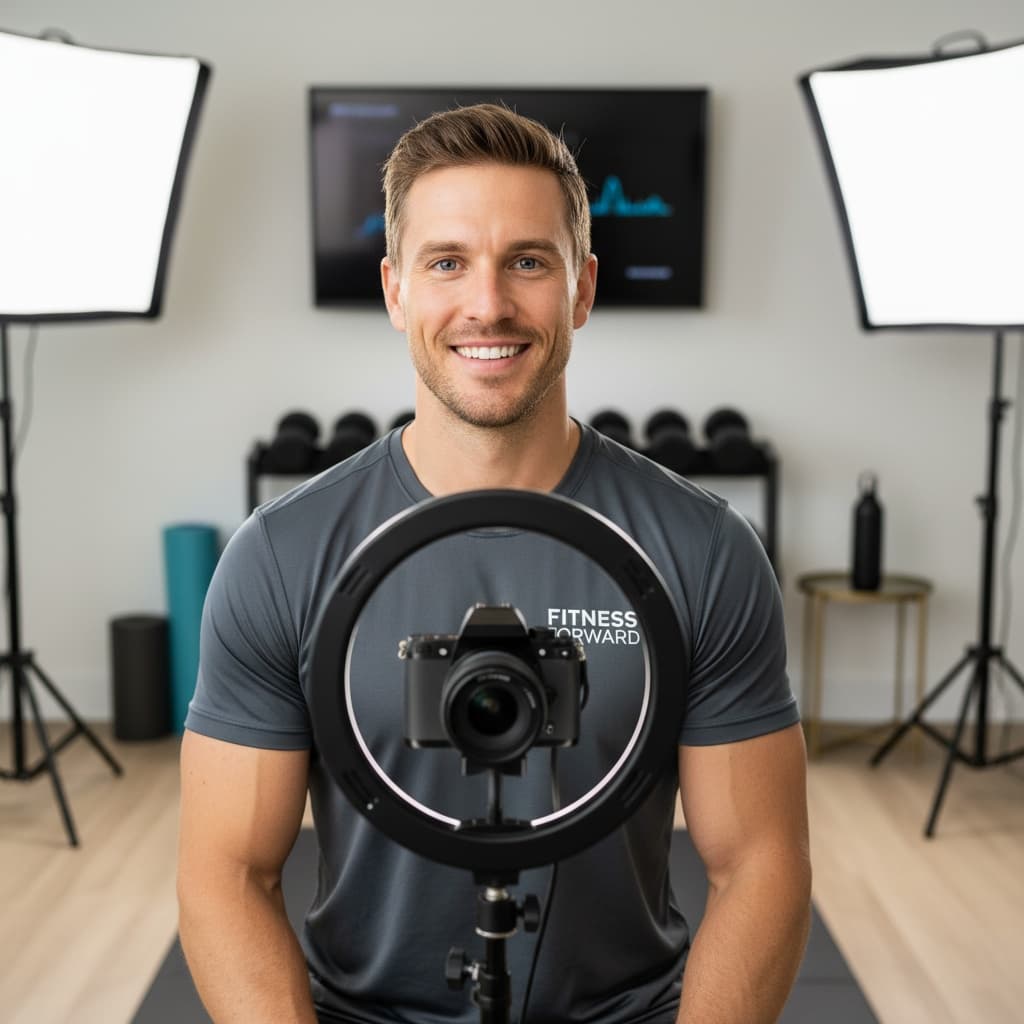 athletic white man home studio video recording 65756542