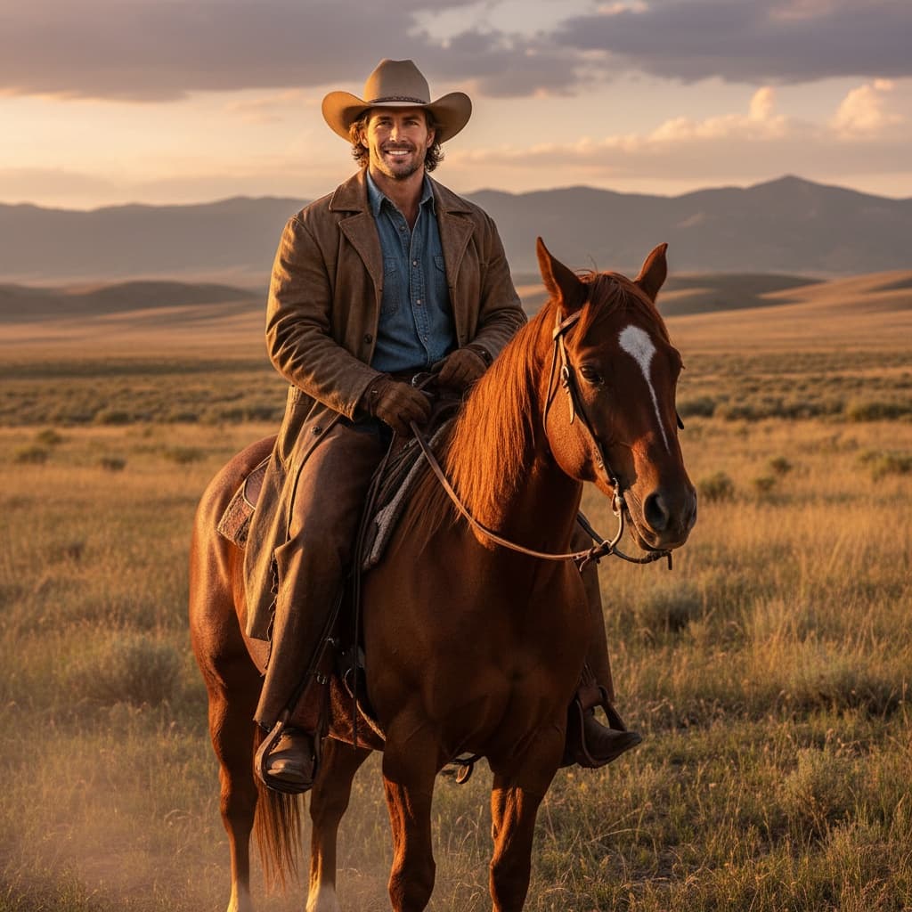 athletic white man horseback outdoor action 31259856