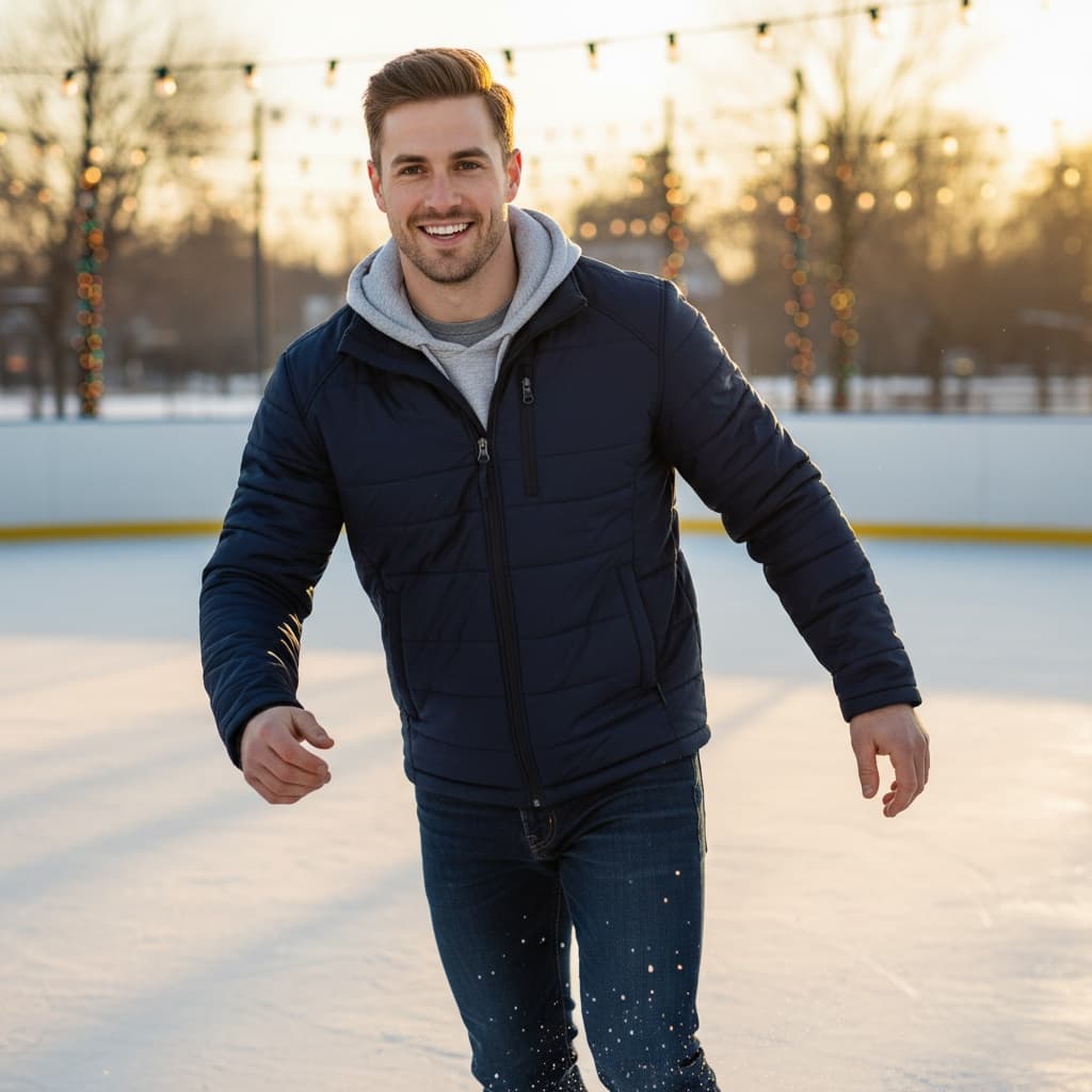 athletic white man ice skating rink 52252521
