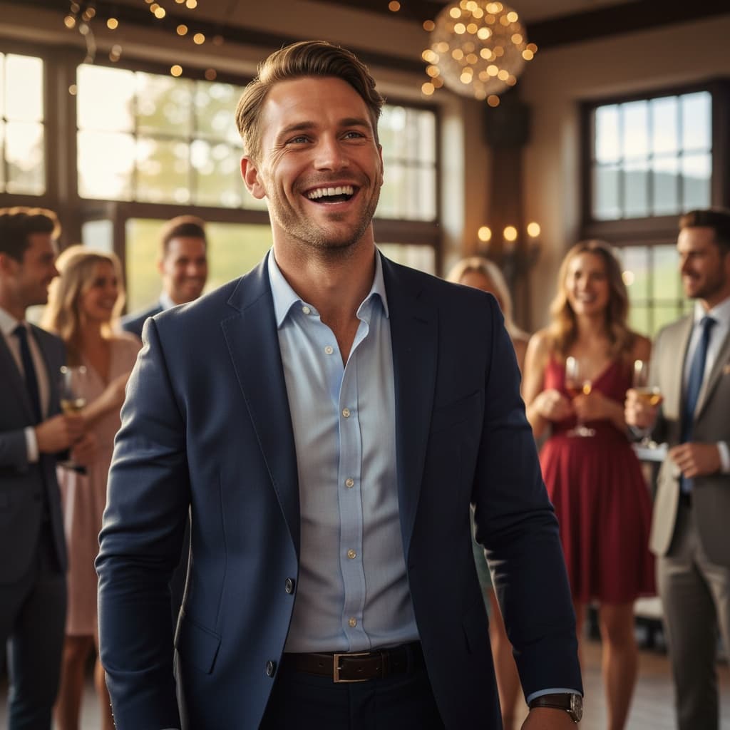 athletic white man laughing candid moment 83941796