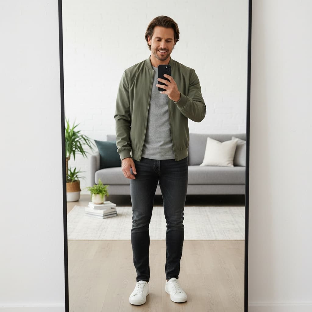 athletic white man mirror selfie style outfit 94200936