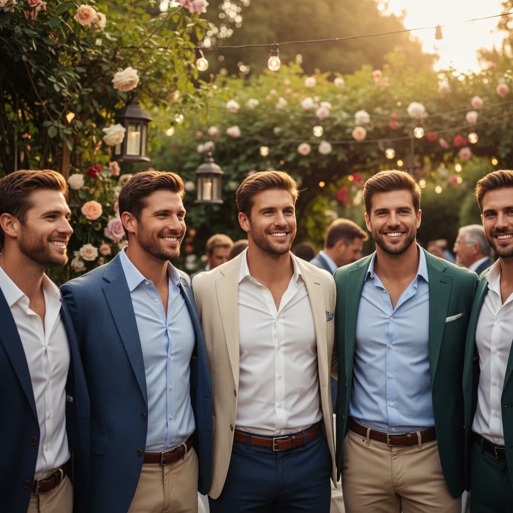 athletic white man outdoor garden party setting 81016820