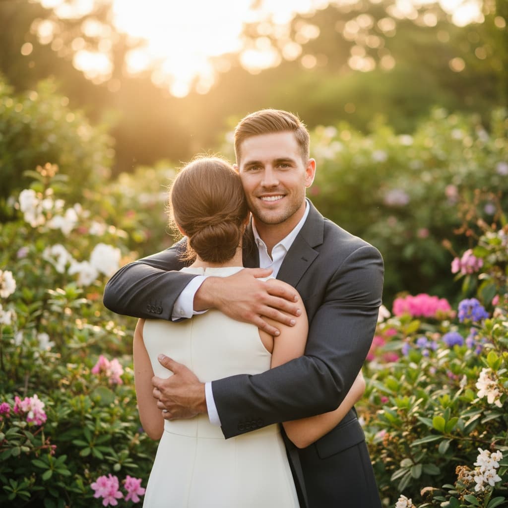 athletic white man outdoor garden portrait 75718420