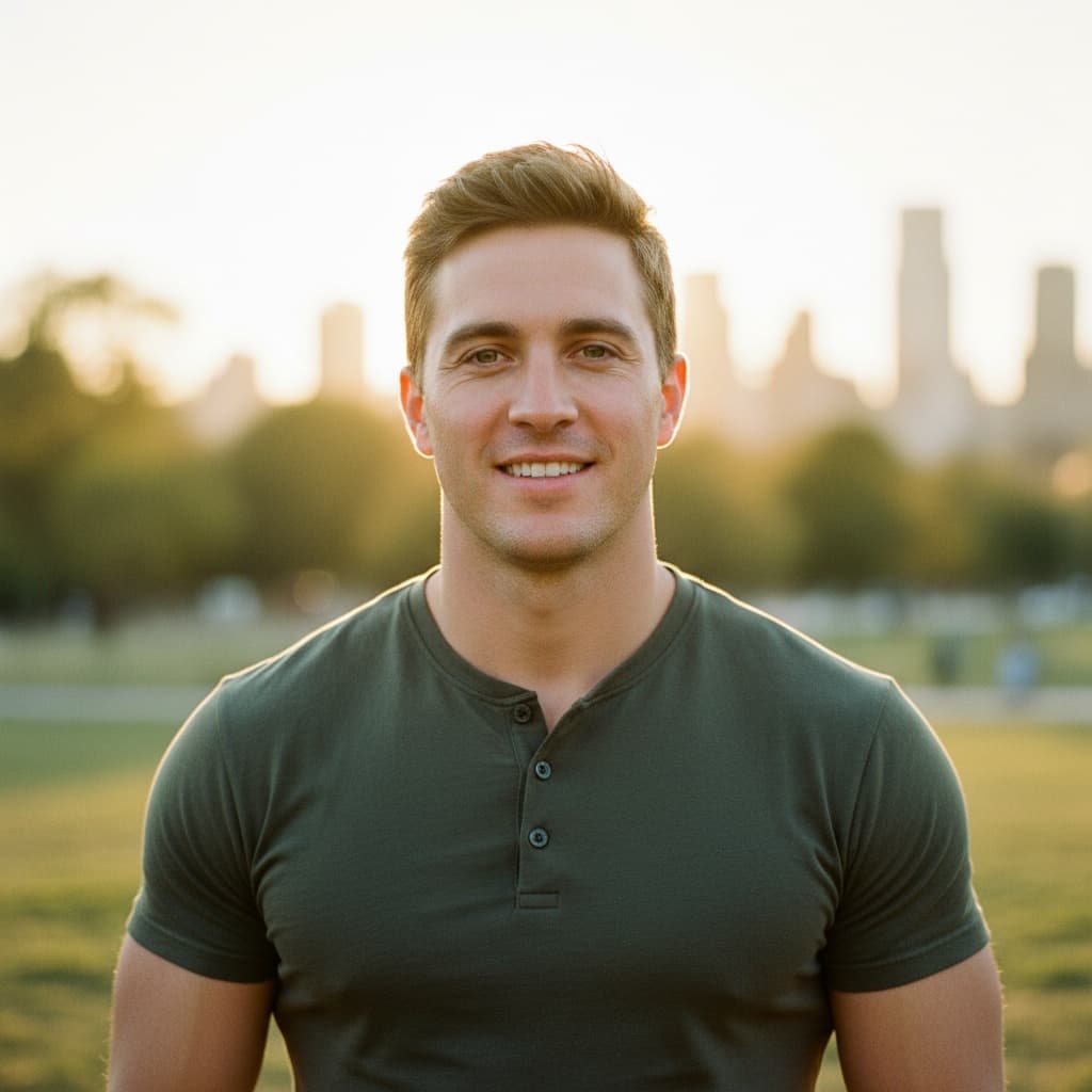 athletic white man outdoor golden hour 48709443