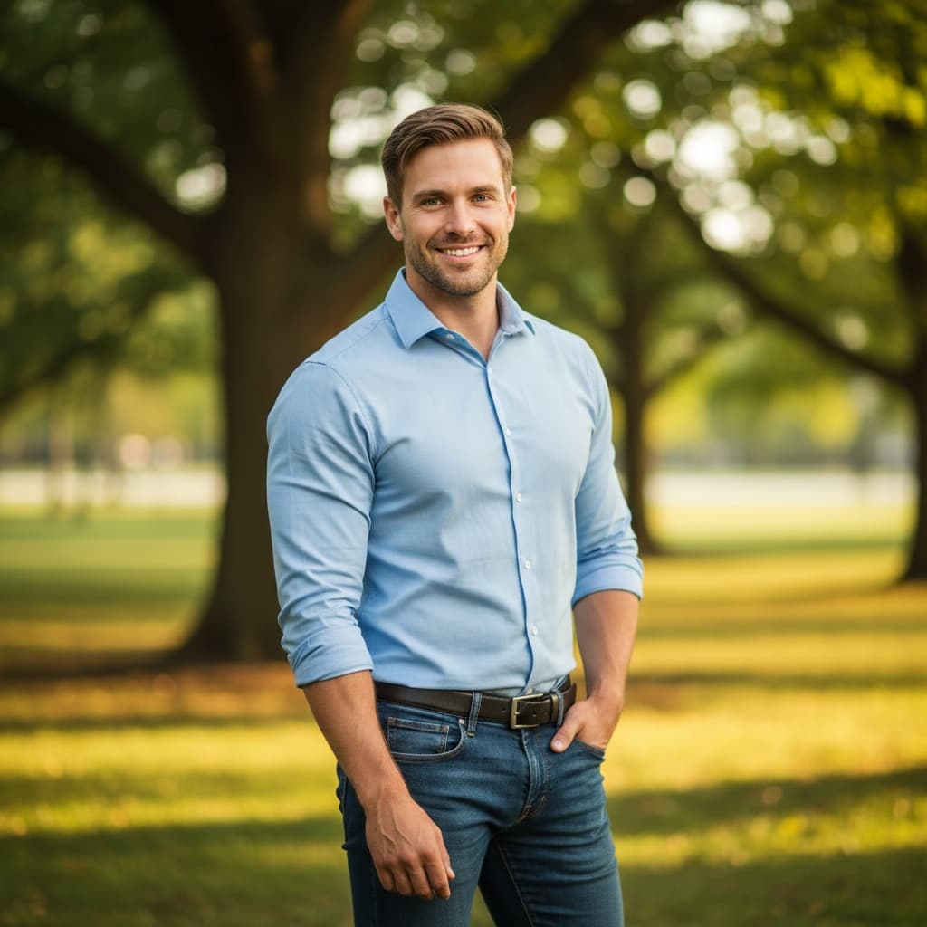 athletic white man outdoor park natural light 19540232