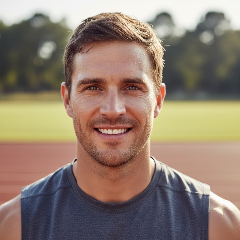 athletic white man outdoor training portrait 90361288