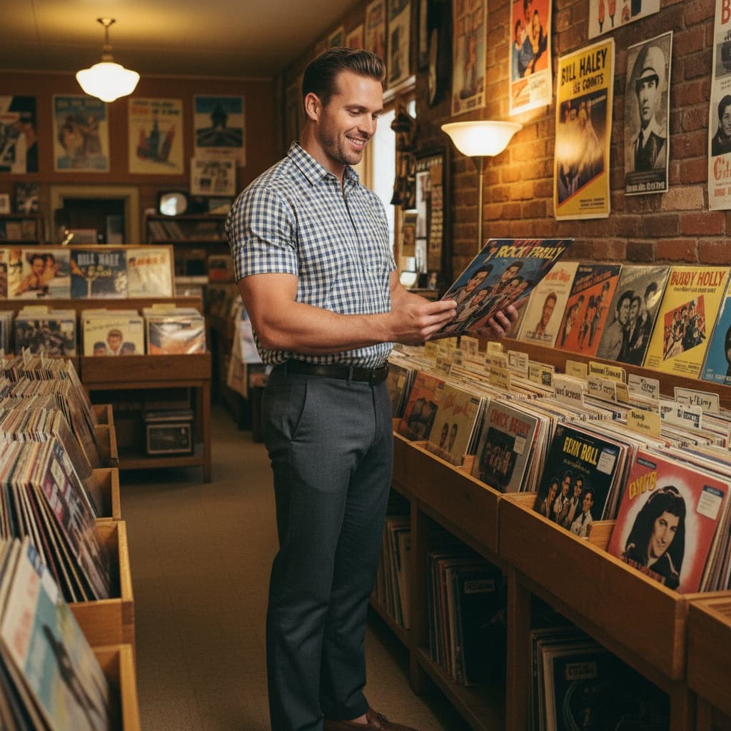 athletic white man retro record store 16974067