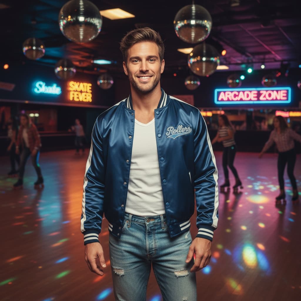 athletic white man roller rink atmosphere 76945628