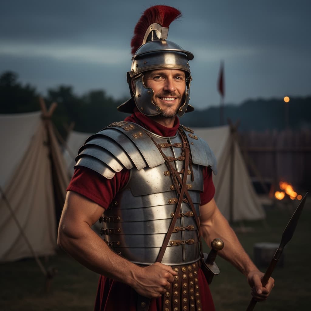 athletic white man roman soldier legion 69351405