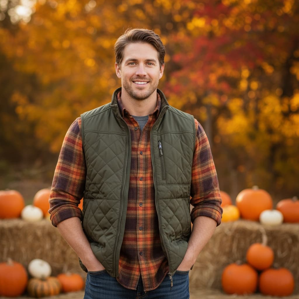 athletic white man rustic autumn outdoor portrait 21378274