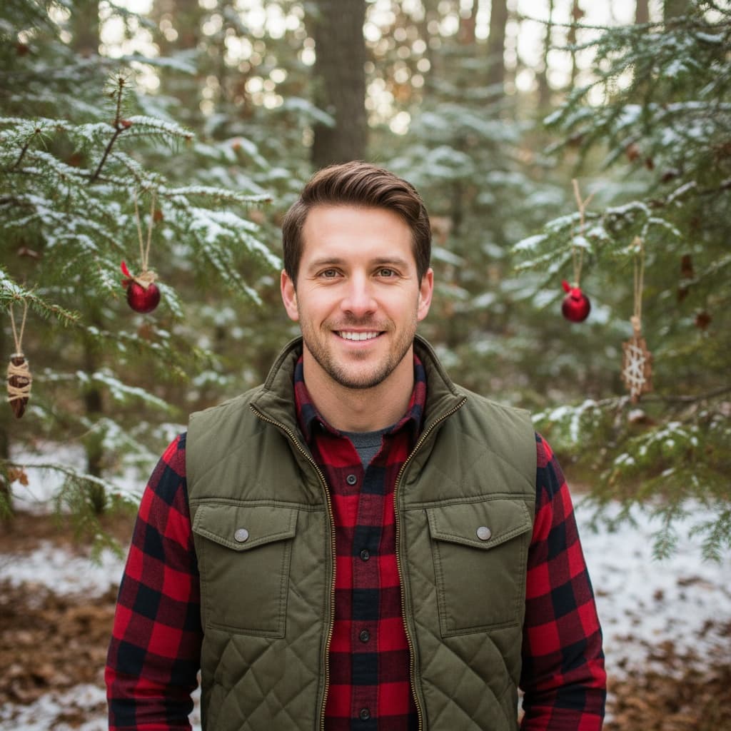 athletic white man rustic woodland christmas 50851209