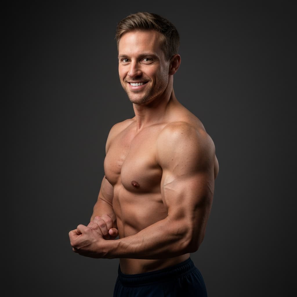 athletic white man side profile muscle definition 21452965