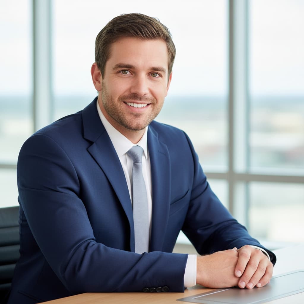 athletic white man sitting desk consultation 72682698