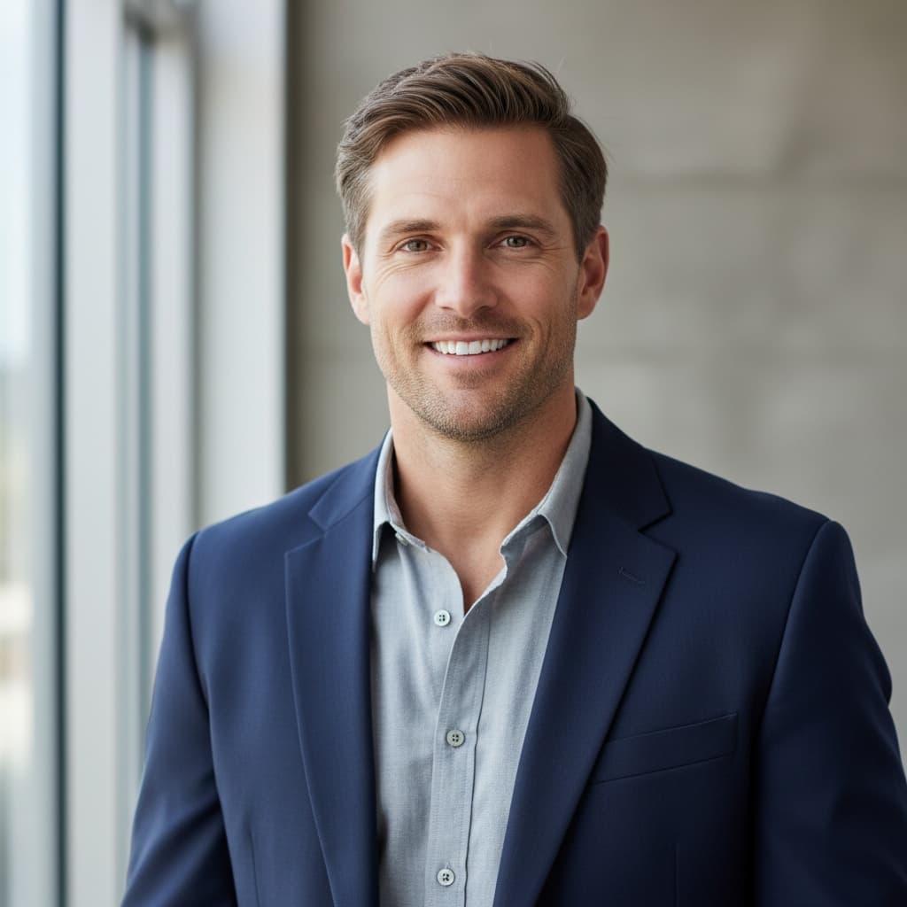 athletic white man smart casual portrait 26578411