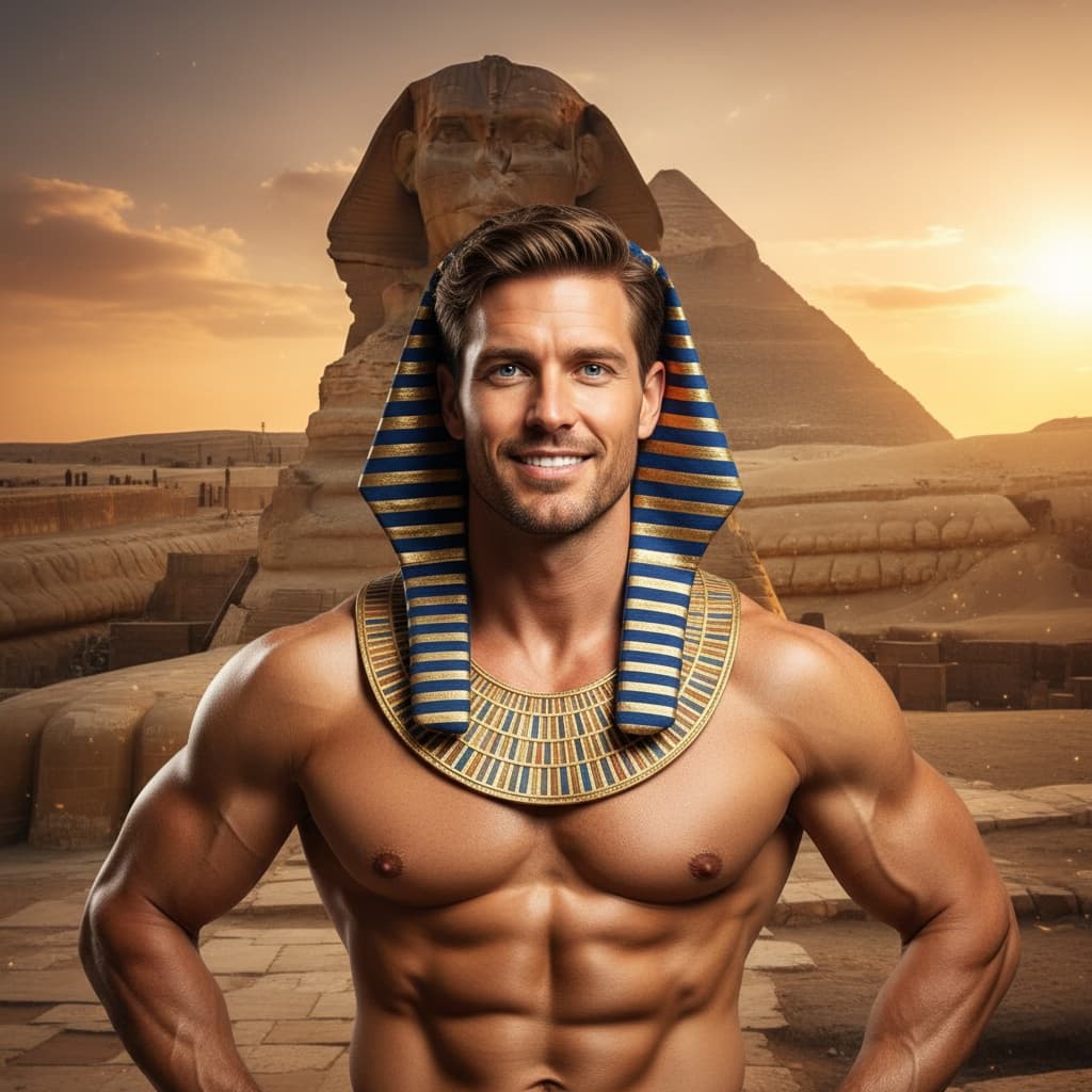 athletic white man sphinx guardian pose 49527105