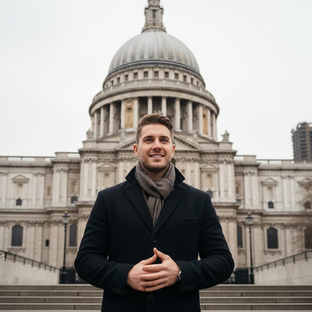 athletic white man st pauls cathedral steps 15943188