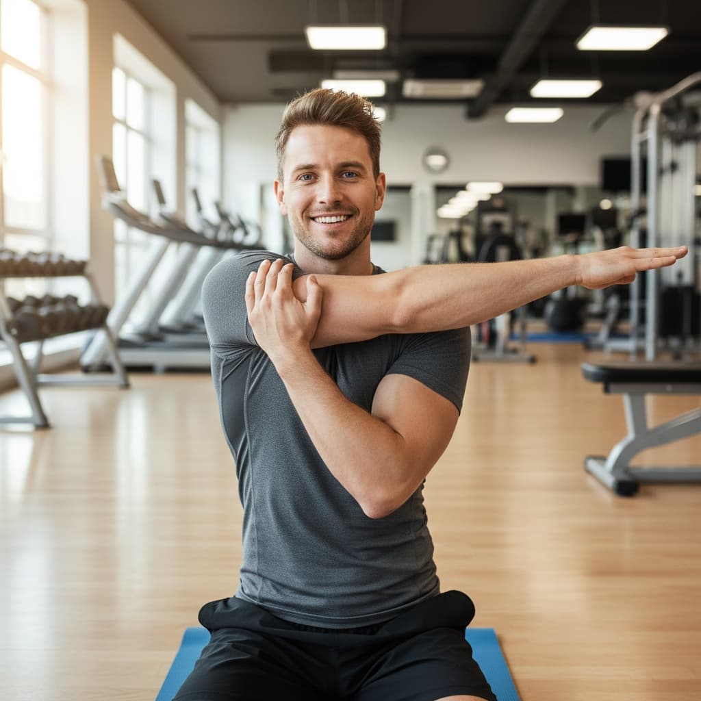 athletic white man stretching flexibility zone 39010272