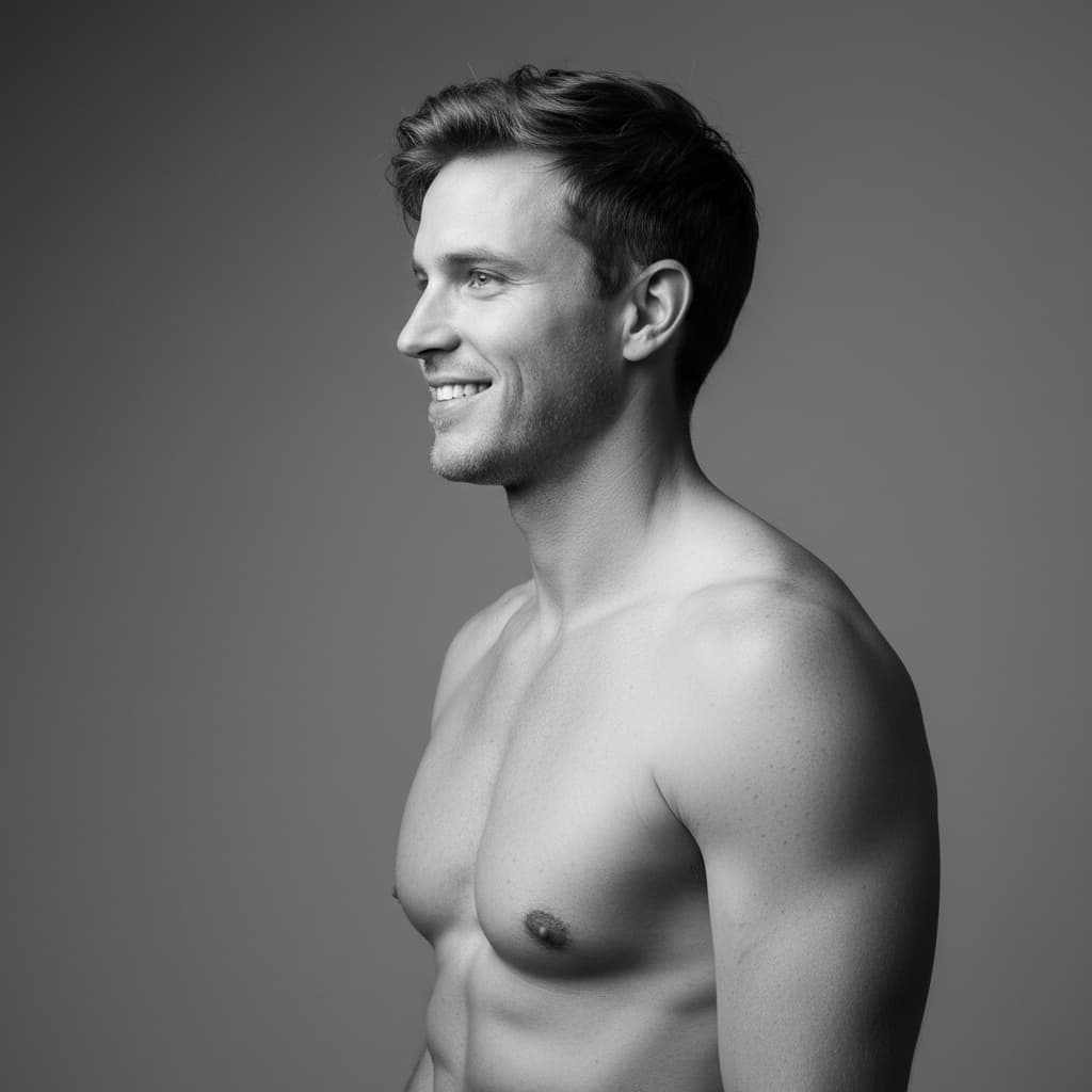 athletic white man studio profile minimalist 52481640