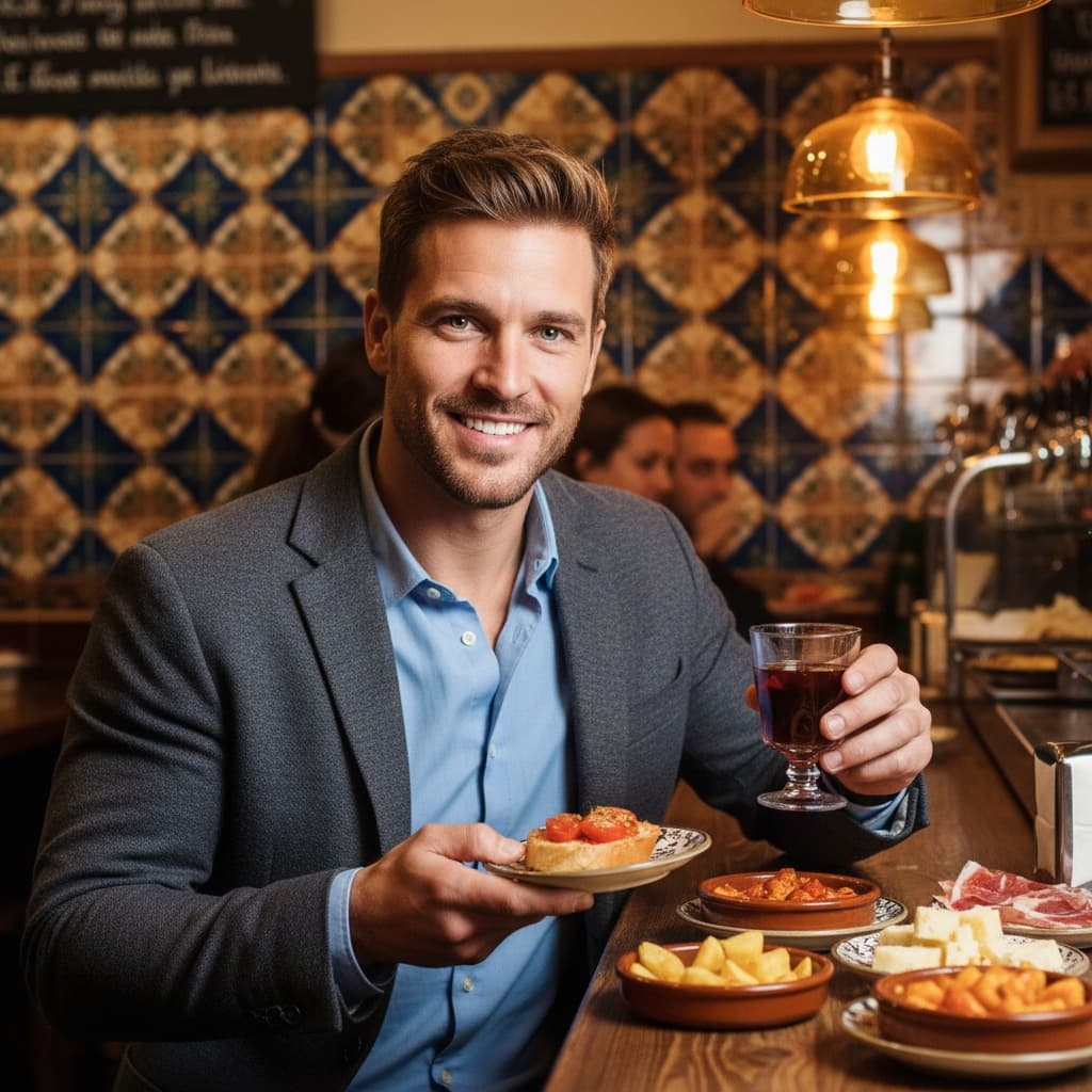 athletic white man tapas bar cultural experience 54586601