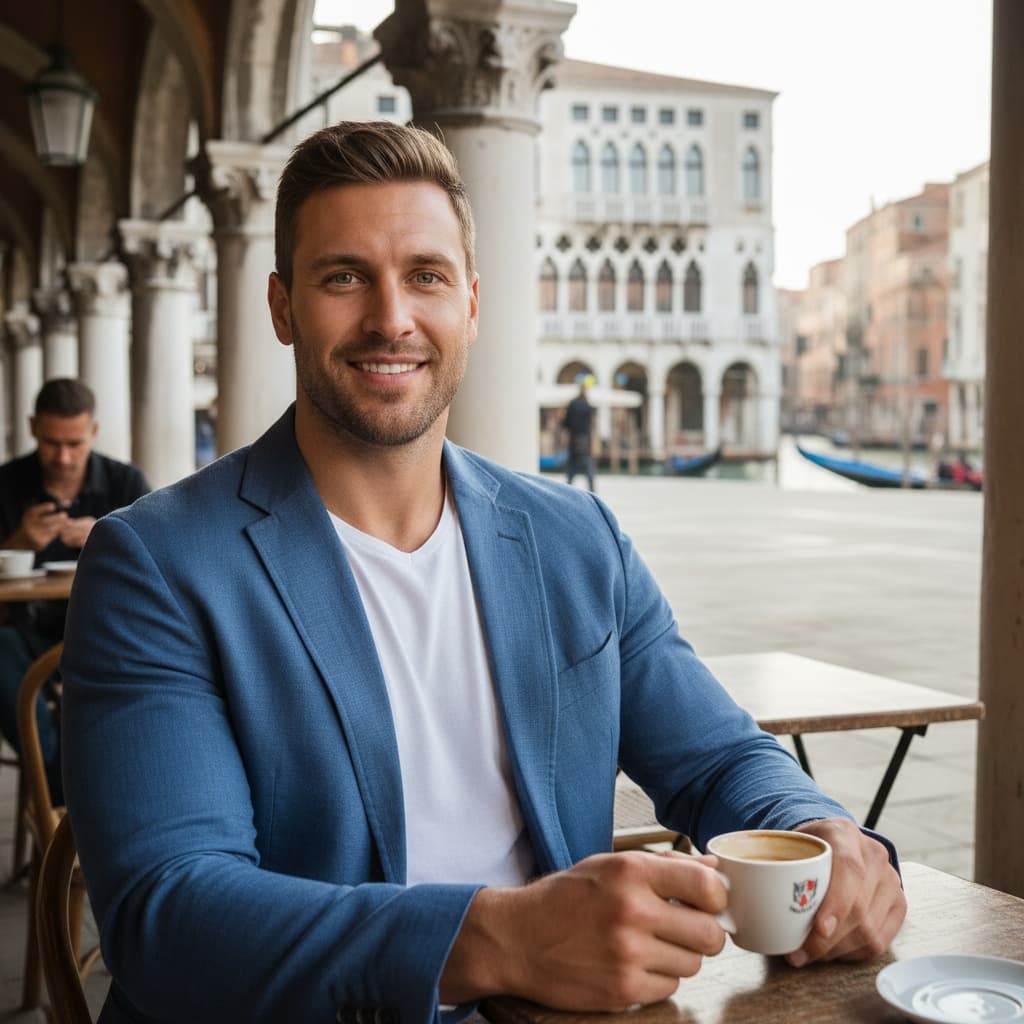 athletic white man venetian cafe table 18043926