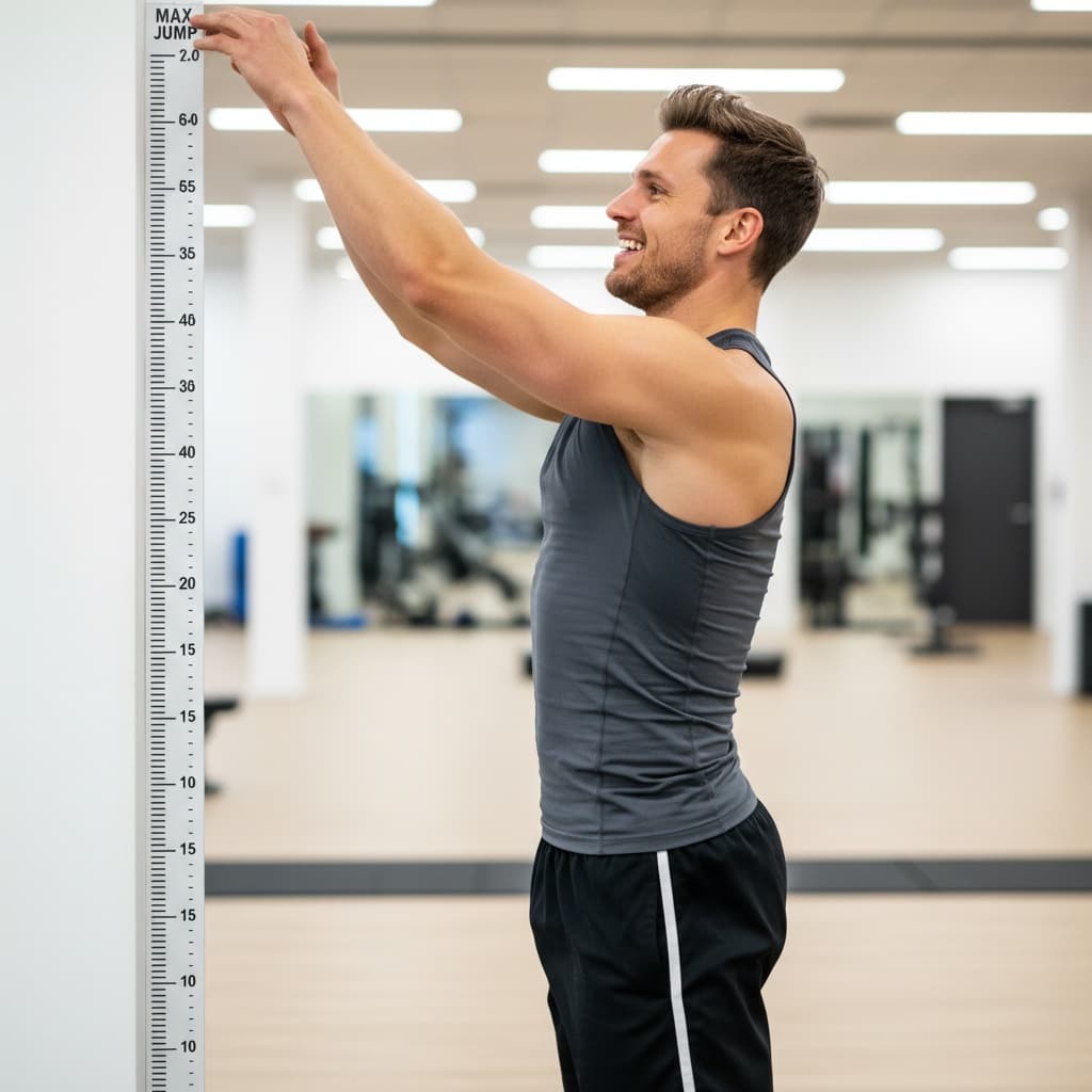 athletic white man vertical jump measurement 83563115