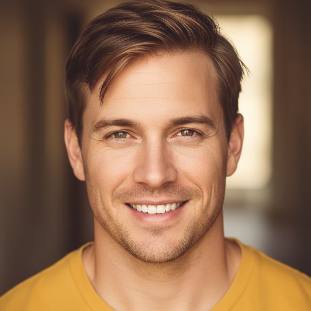 athletic white man warm personality closeup 94787348