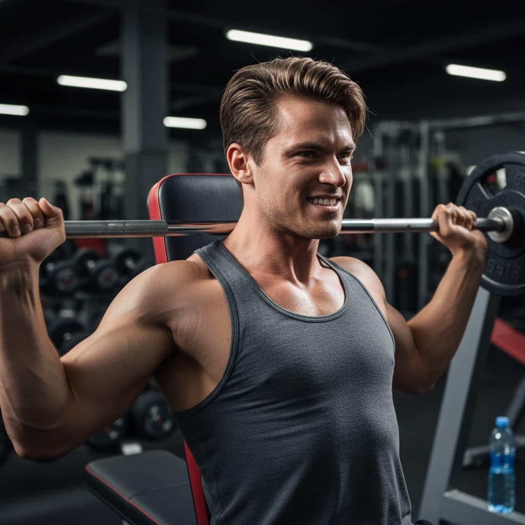 athletic white man weight bench close up 41685013