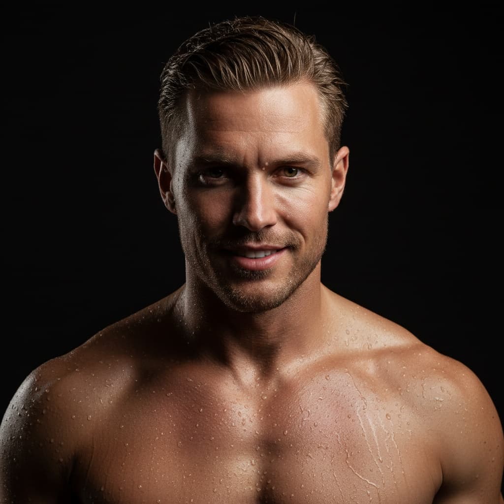 athletic white man wet hair beauty shot 97772196