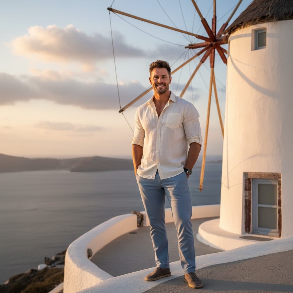 athletic white man windmill golden hour 30949459