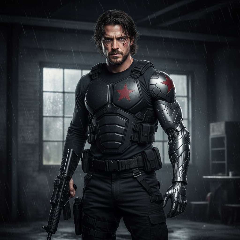 athletic white man winter soldier assassin mode 53200791