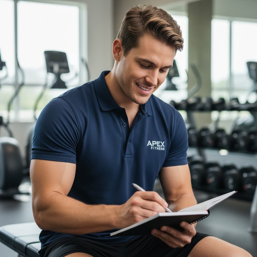 athletic white man workout plan notebook 78866191