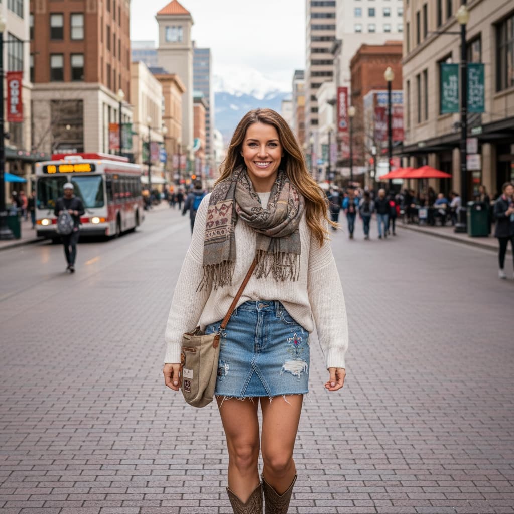 athletic white woman 16th street mall urban 37346524