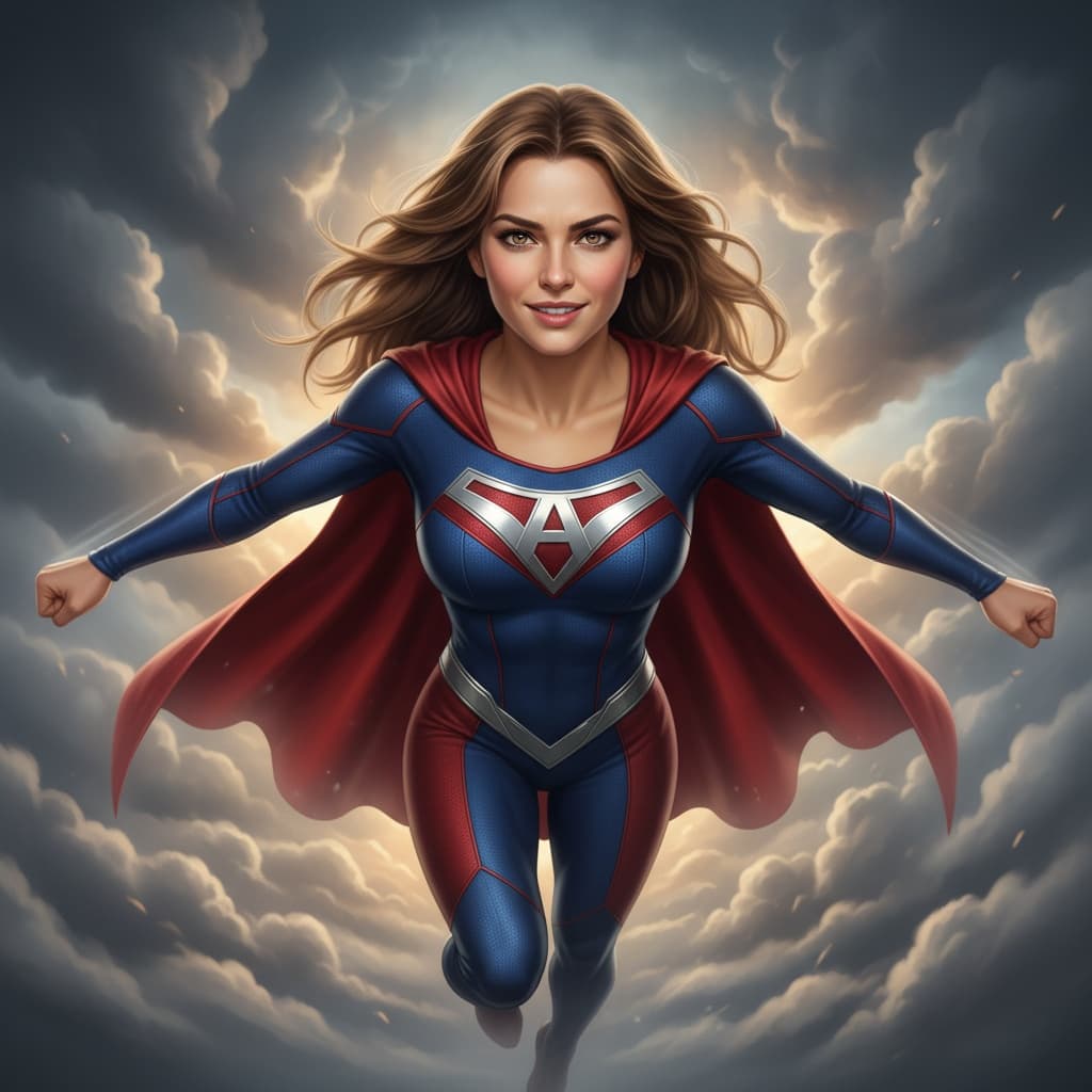 athletic white woman action flying pose sky 23679964