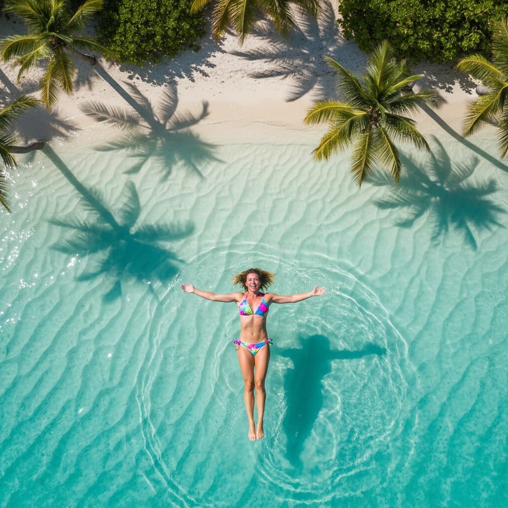athletic white woman boracay beach aerial 11746739