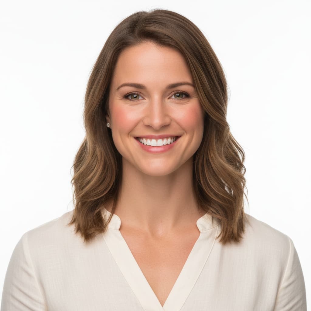 athletic white woman bright commercial smile 52063076