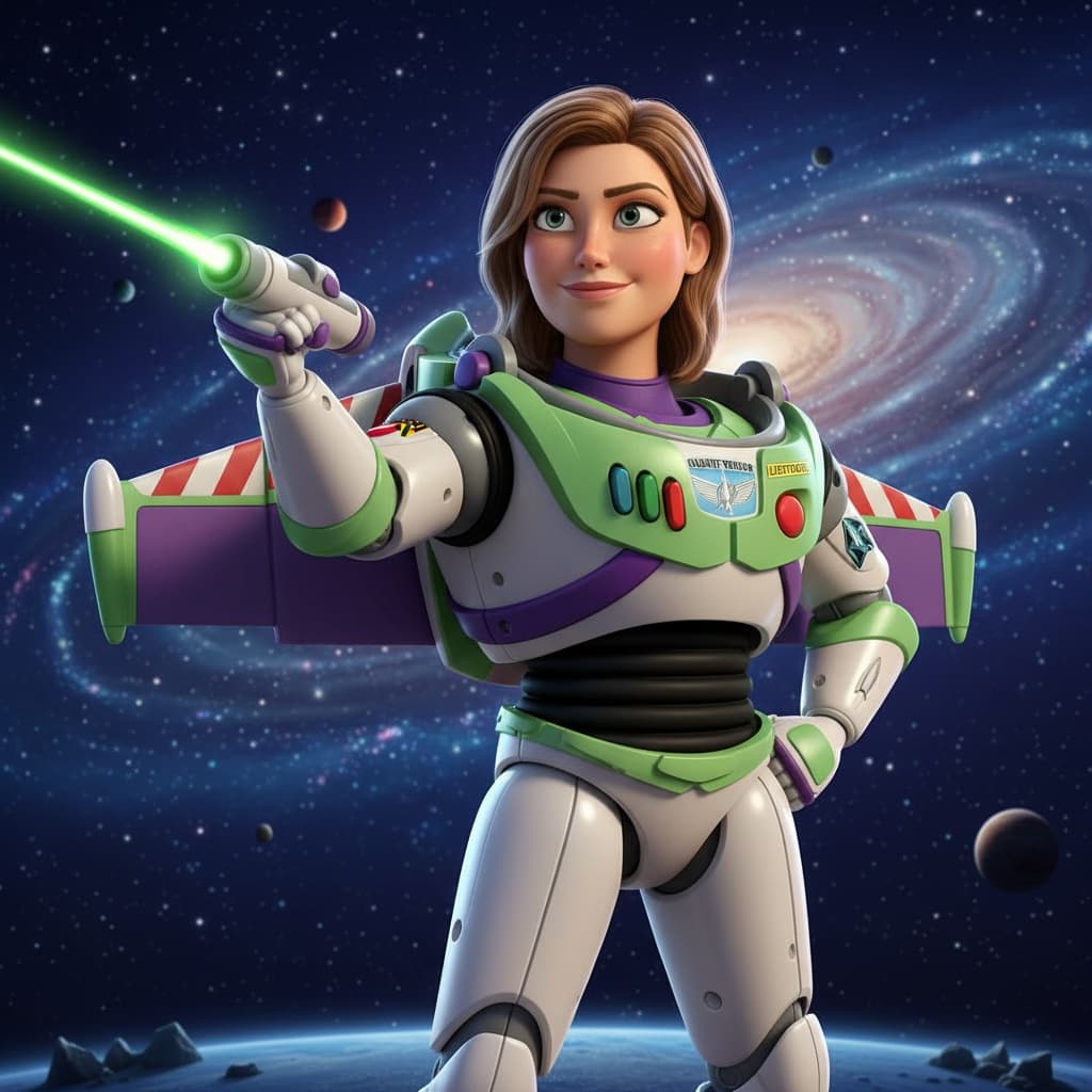 athletic white woman buzz lightyear space ranger 54494501