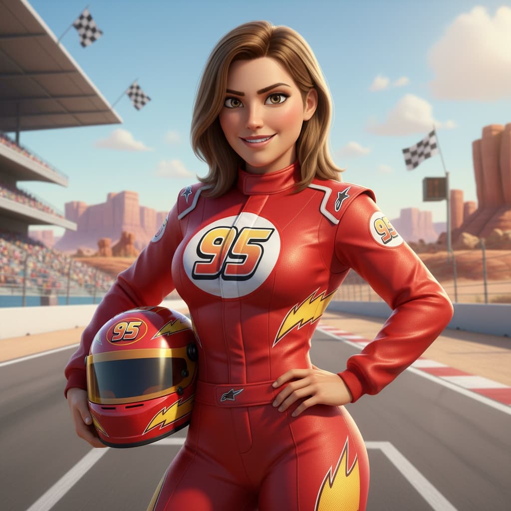 athletic white woman cars lightning mcqueen racer 34949225