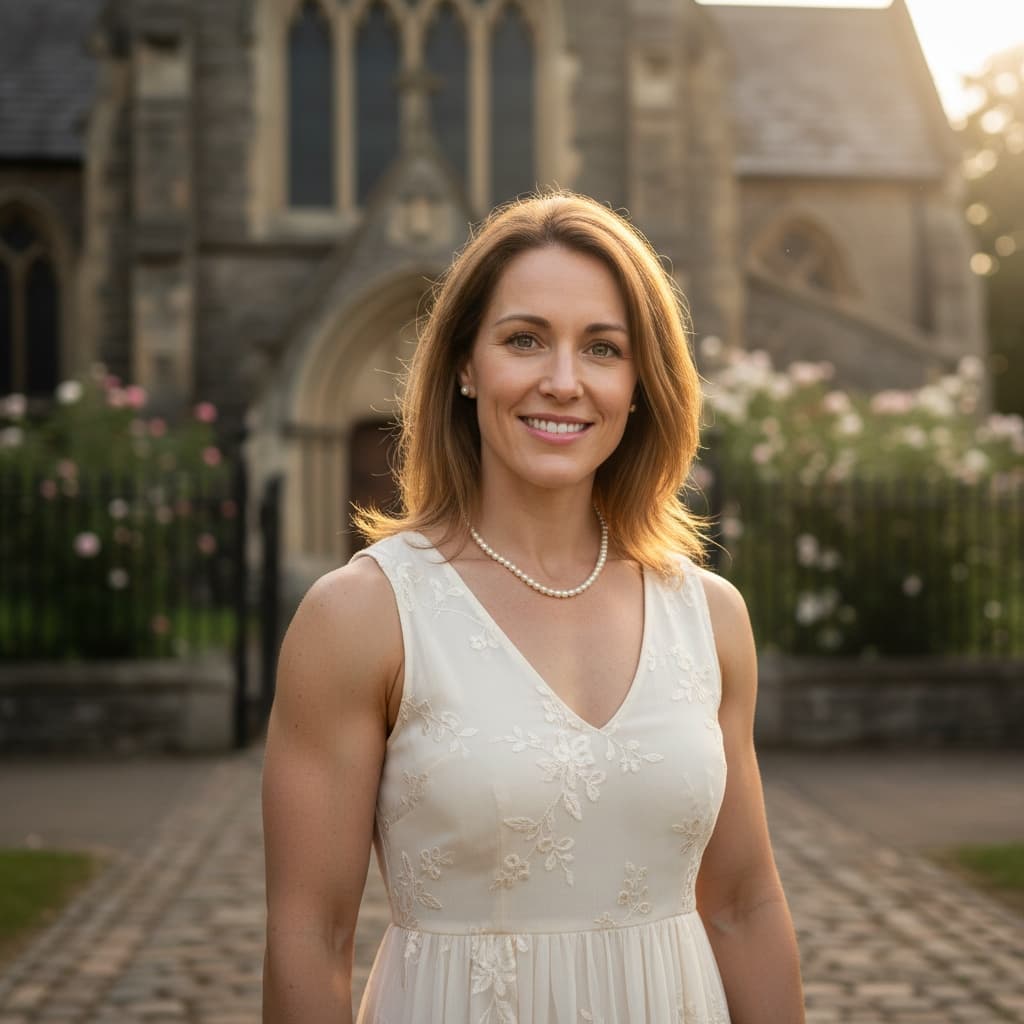 athletic white woman church Sunday best portrait 14822840