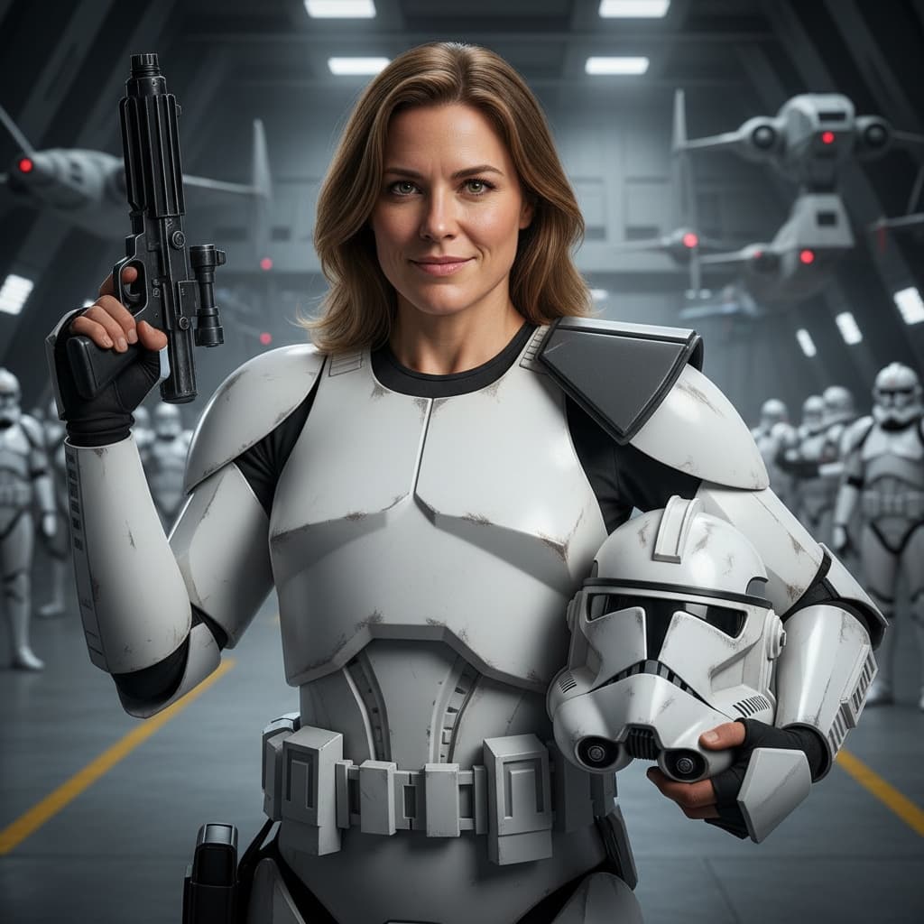 athletic white woman clone trooper armor 75442106