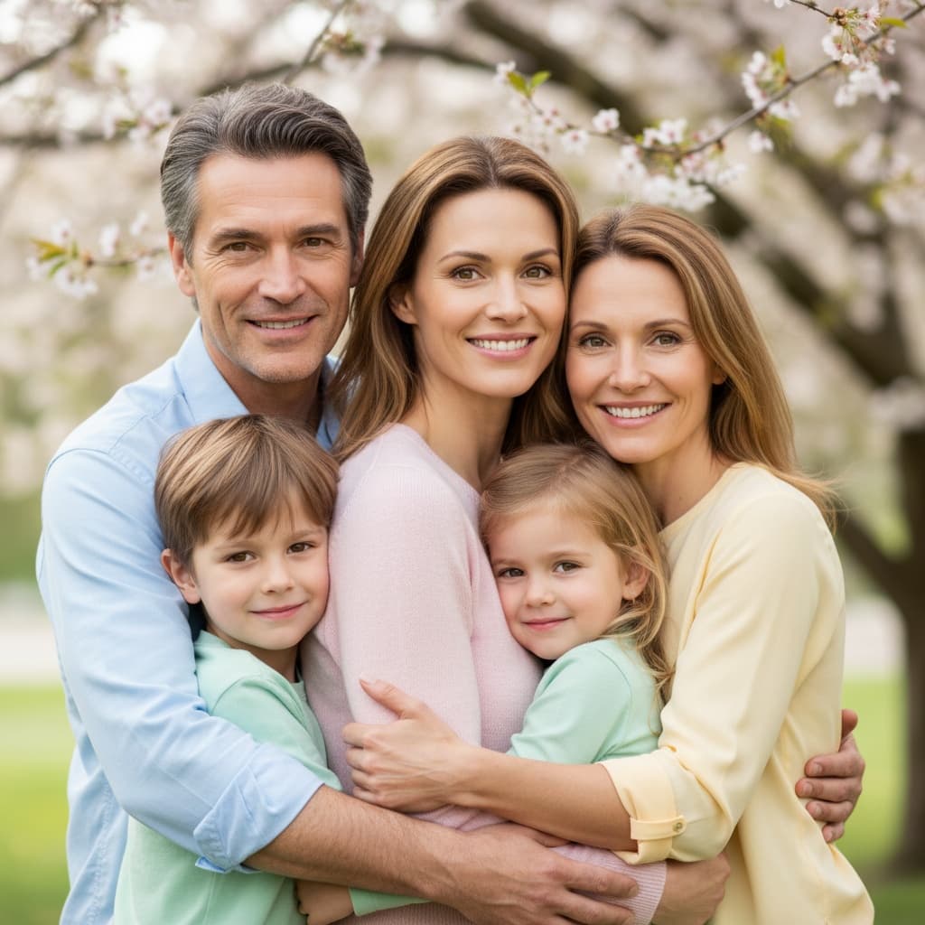 athletic white woman close family embrace 55277201