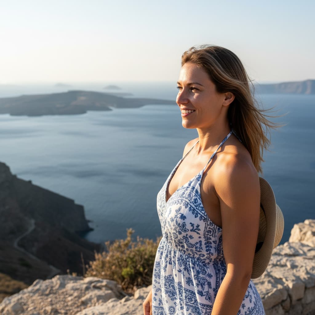 athletic white woman coastal cliffside view 51463603