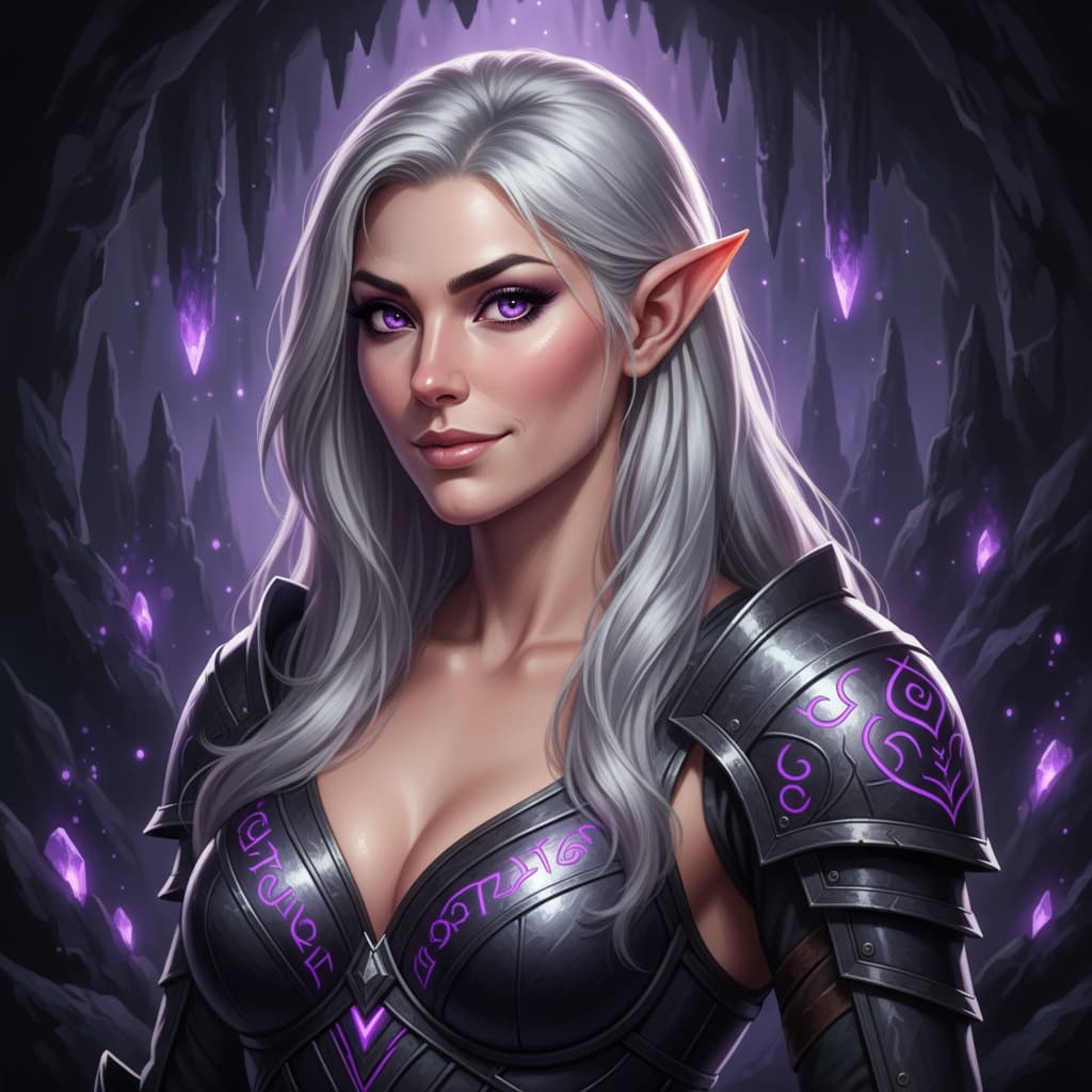 athletic white woman dark elf portrait 81058223