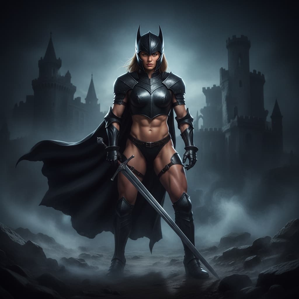 athletic white woman dark knight dramatic 40713545